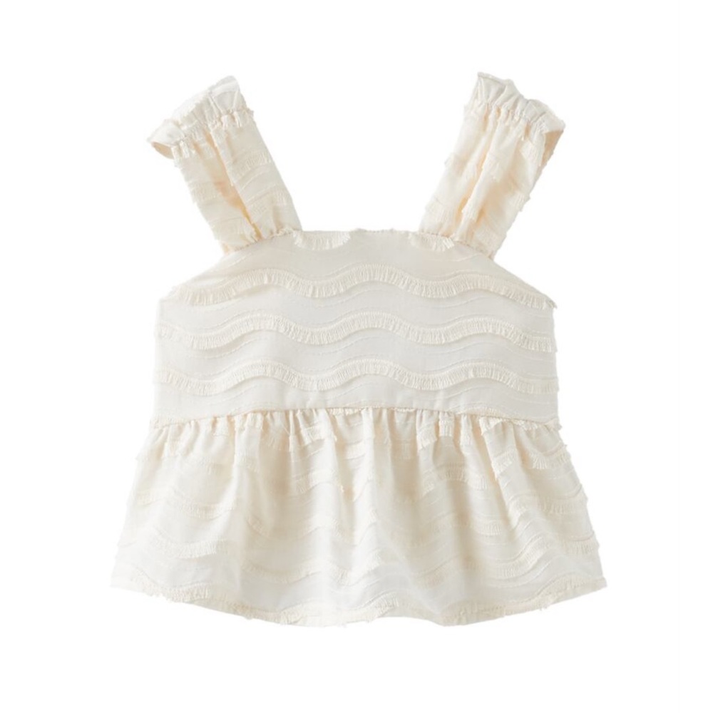 NWT Zara White Fringed Top Ouster White. size 4-5 Y